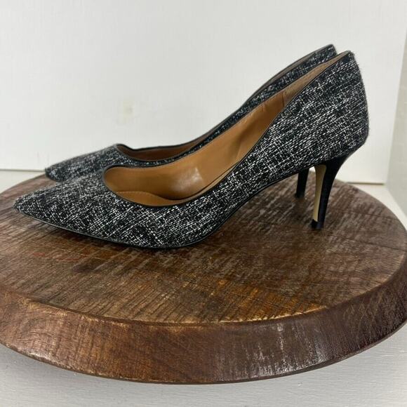 Banana Republic Heels Pumps Womens 8.5 Black White Tweed Fabric Leather - Picture 7 of 12
